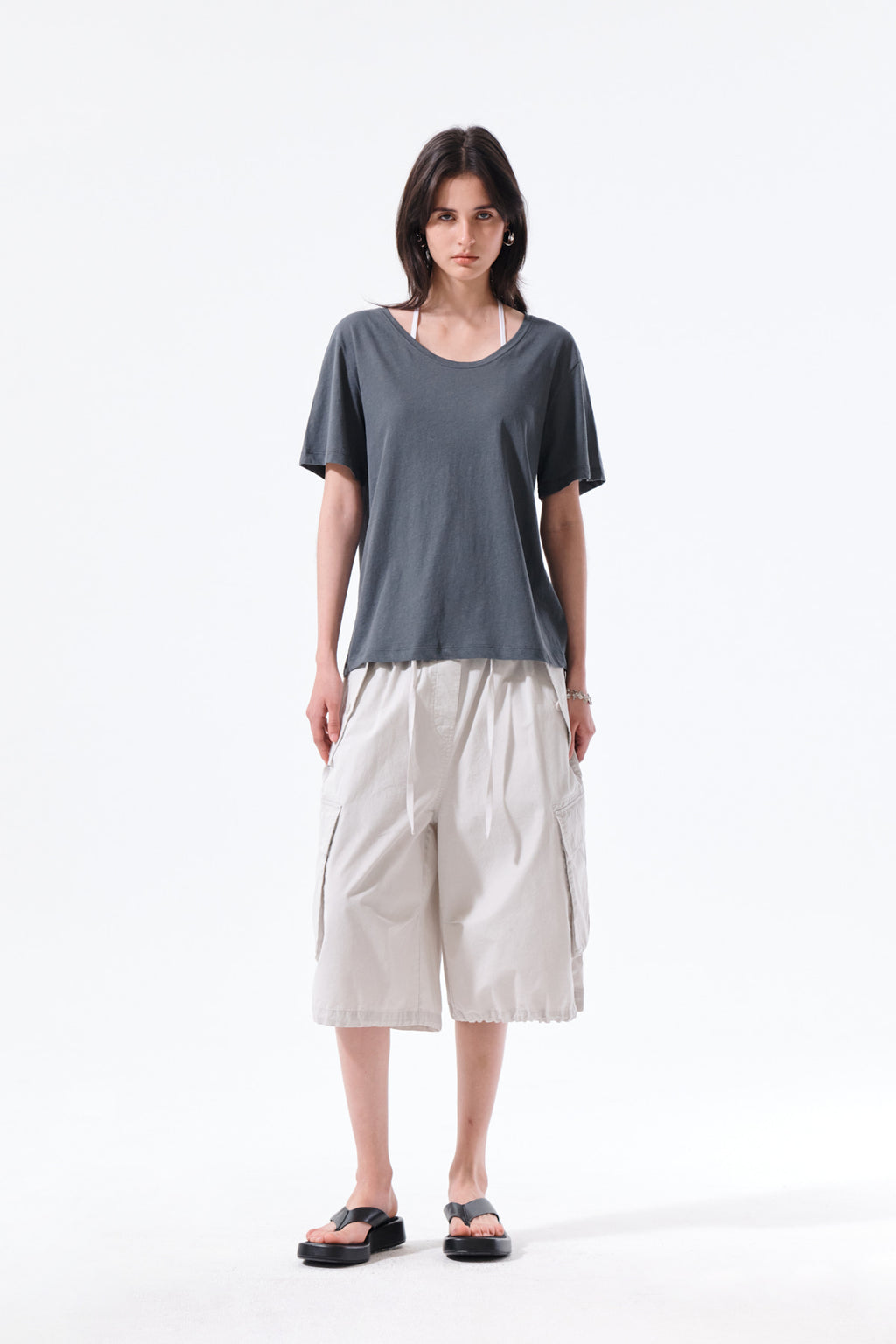 Matin Kim - Label Point U Neck Top (Charcoal) product image 9 | TRAB K-Fashion Australia