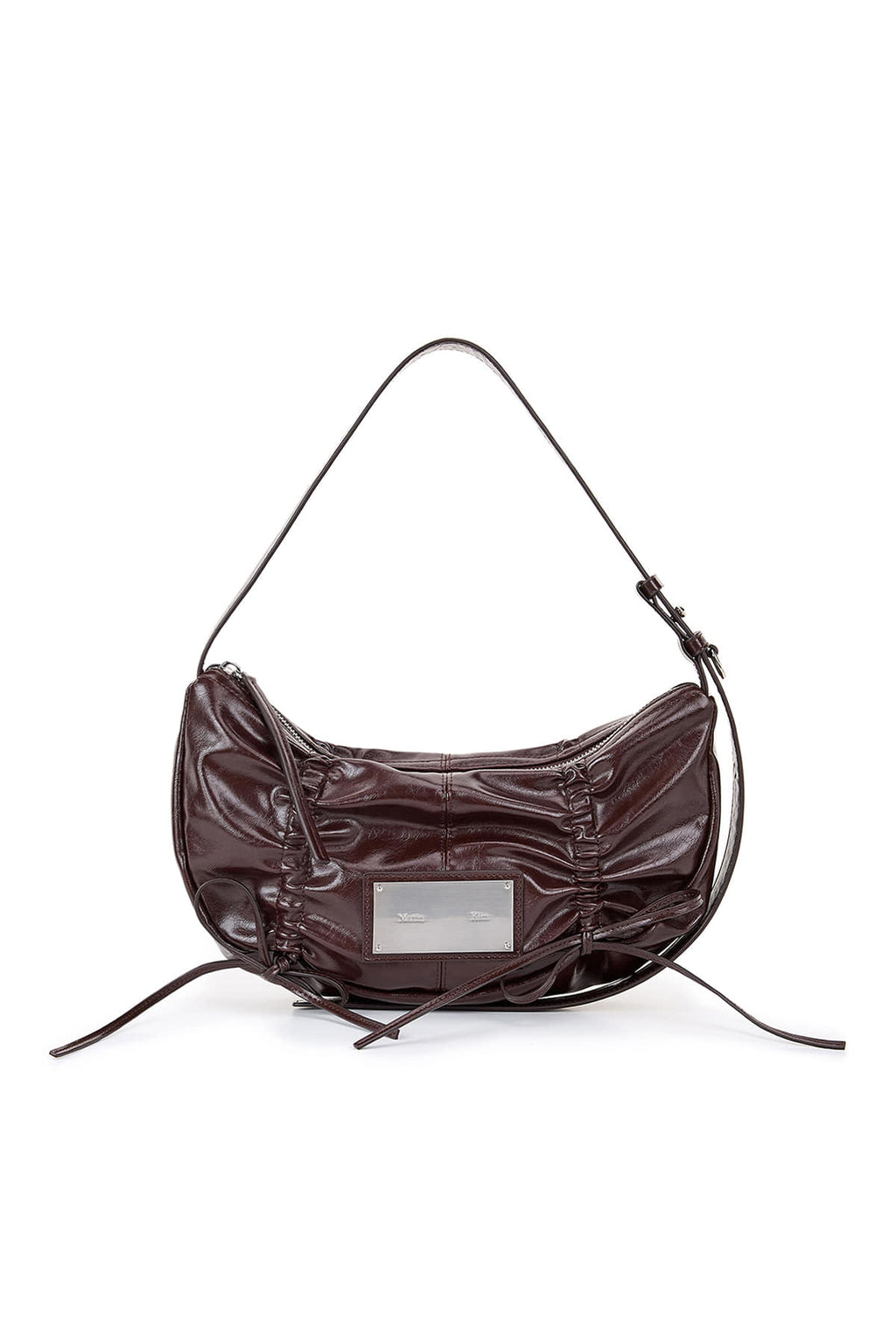 Matin Kim - Half Shirring Ribbon Round Bag (Dark Brown) product image 2 | TRAB K-Fashion Australia