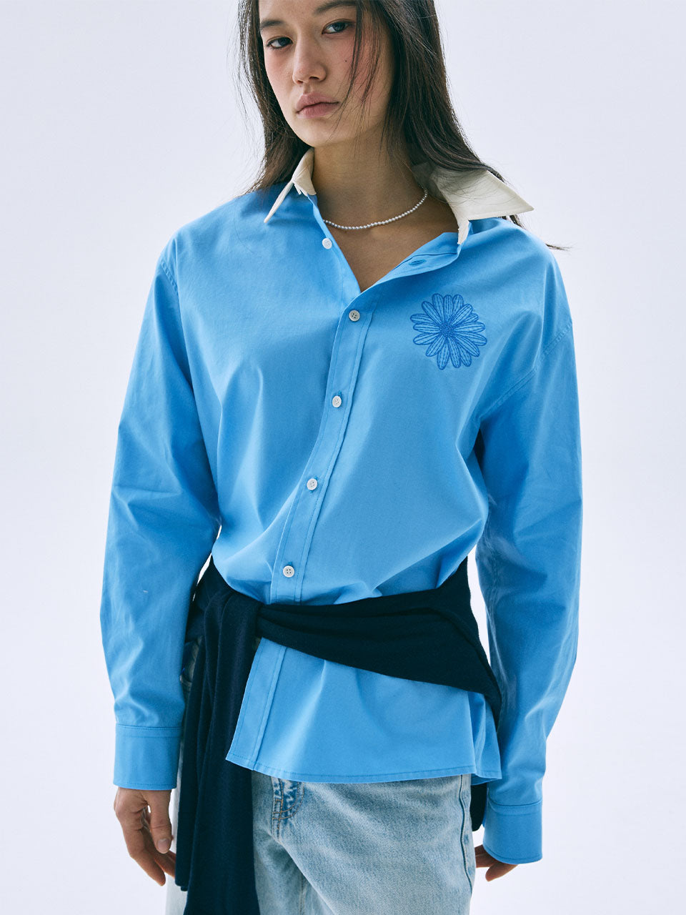Mardi Mercredi - Oxford Shirt Contrast Collar (Blue Blue) product image 1 | TRAB K-Fashion Australia