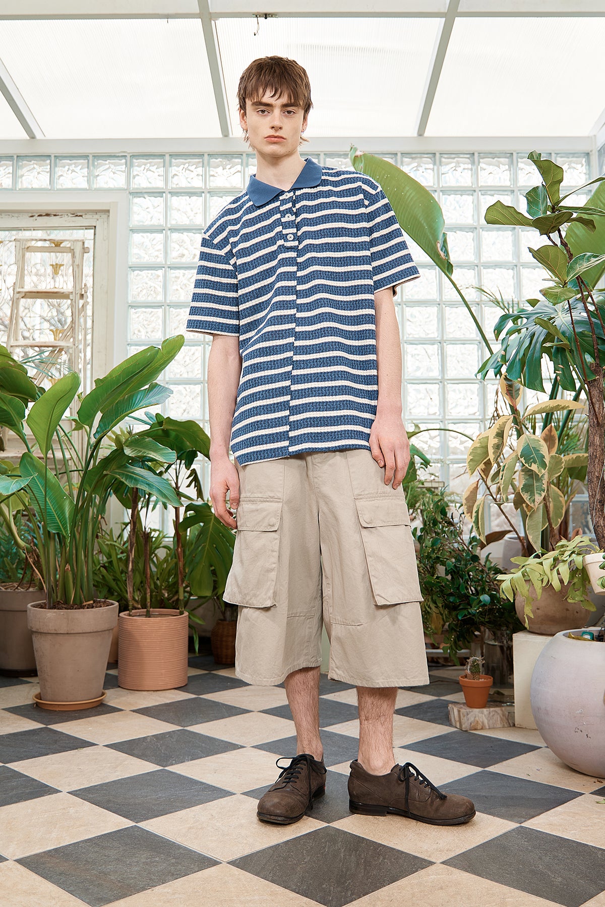 Matin Kim - Cut Line Stripe Pique Top (Smoke Blue) product image 10 | TRAB K-Fashion Australia