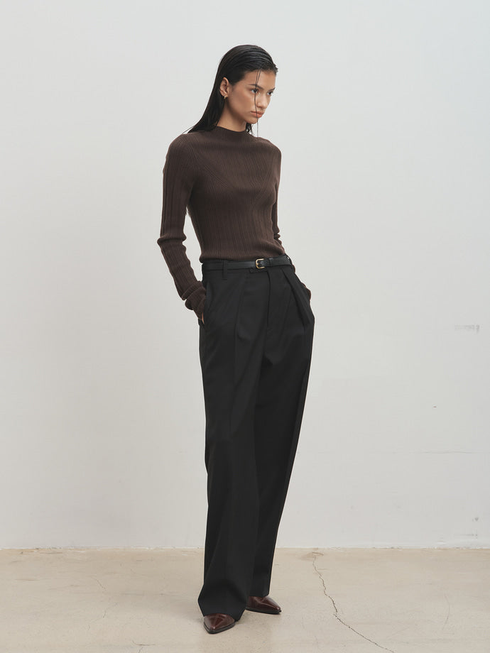 Tonywack - Light Wool Pleated Wide Trousers (Black) product image 4 | TRAB K-Fashion Australia