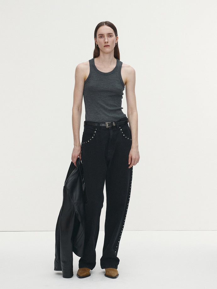 Tonywack - Metal Stud Straight-Leg Denim Jeans (Faded Black) product image 5 | TRAB K-Fashion Australia