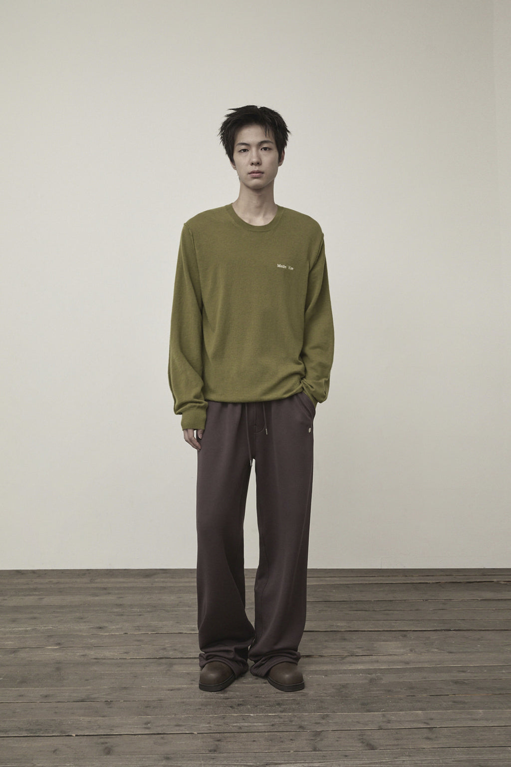 Matin Kim - Cashmere Blended Round Knit Pullover (Olive) product image 11 | TRAB K-Fashion Australia