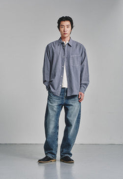 Art if acts - Pigment Dyed Stripe Shirt (Violet Grey) product image 1 | TRAB K-Fashion Australia