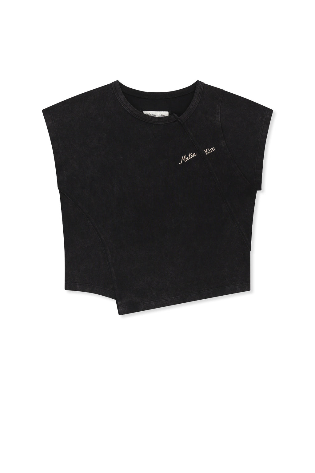 Matin Kim - Curved Cut Slim Top (Black) product image 1 | TRAB K-Fashion Australia
