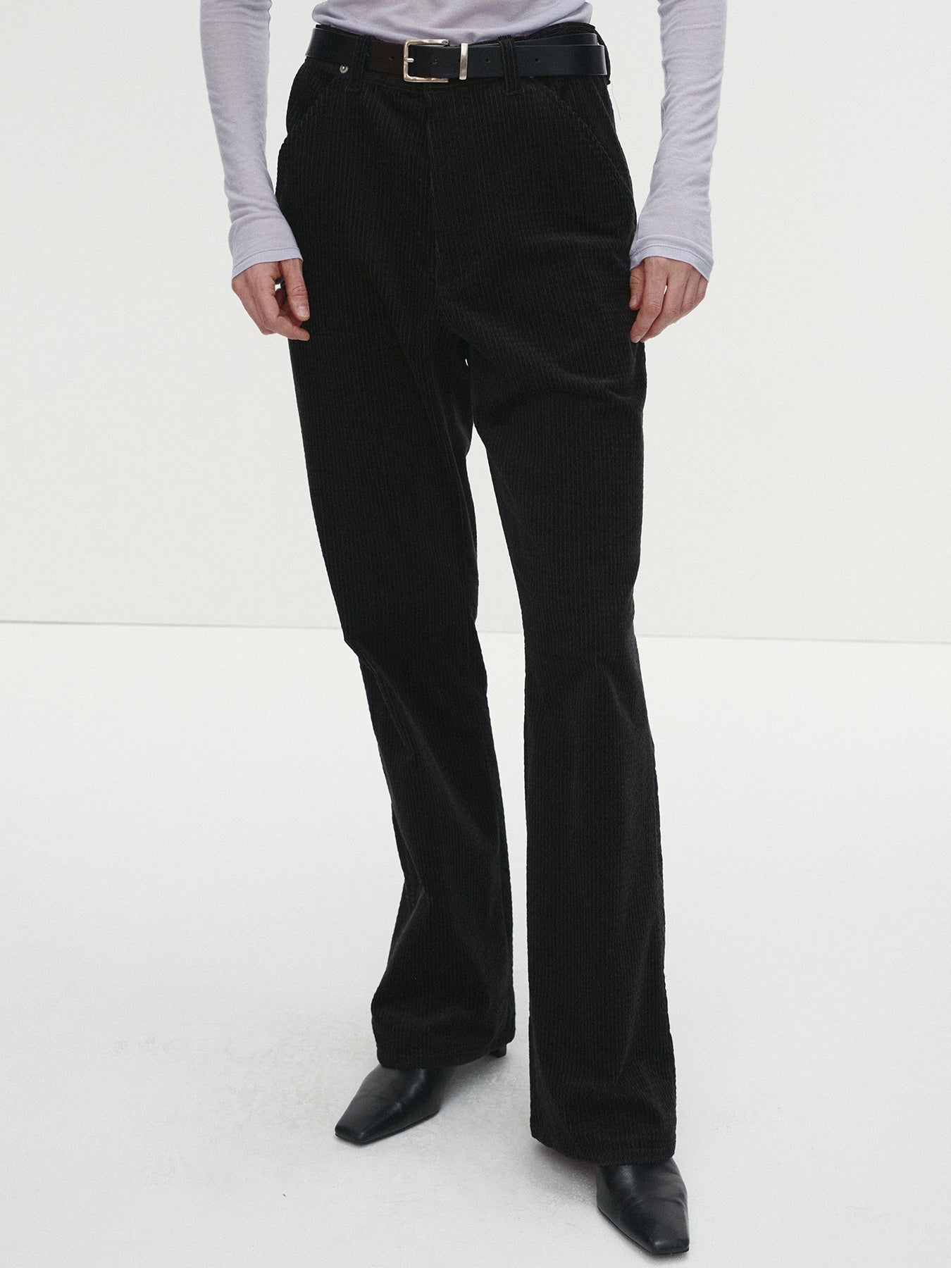 Tonywack - Velvet Corduroy Flared Pants Japanese Fabric (Black) product image 1 | TRAB K-Fashion Australia