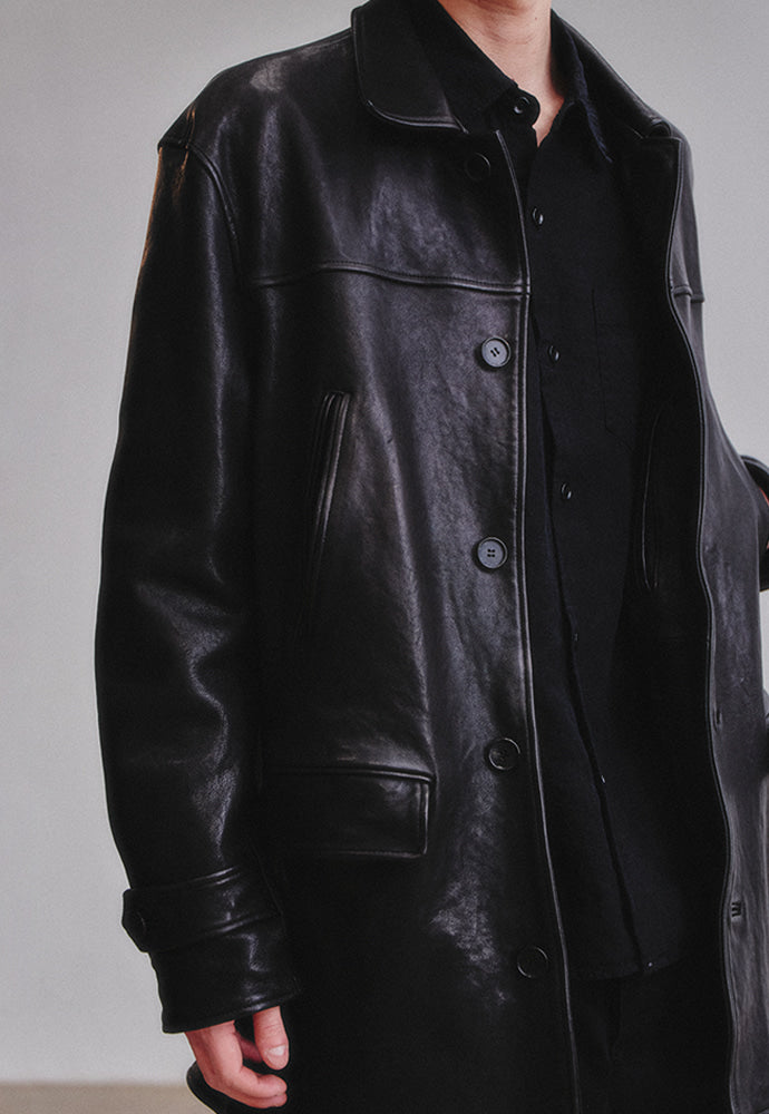Art if acts - Washed Lambskin Vegetable Car Coat (Black) product image 3 | TRAB K-Fashion Australia