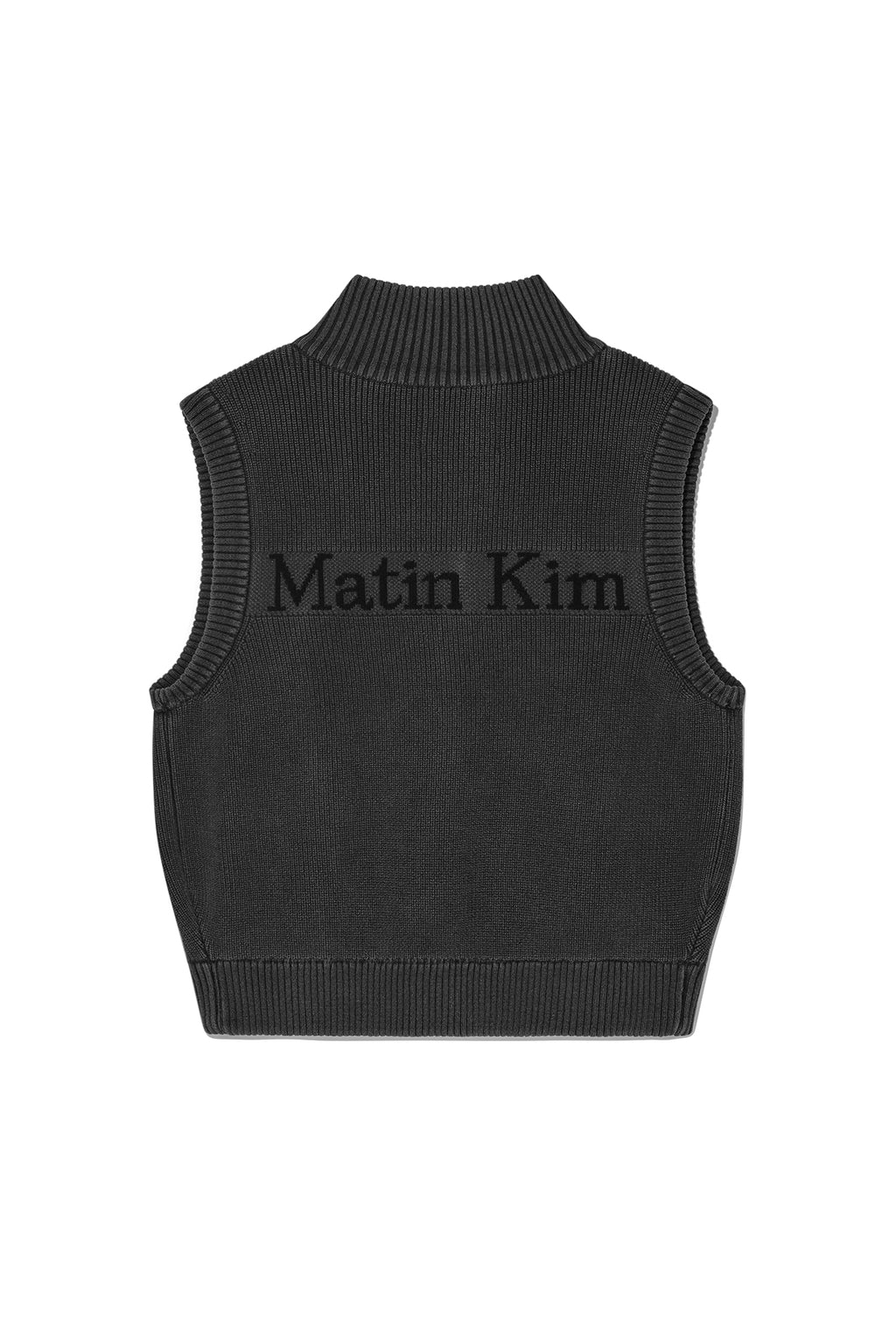 Matin Kim - Logo Point Washed Knit Vest (Charcoal) product image 2 | TRAB K-Fashion Australia