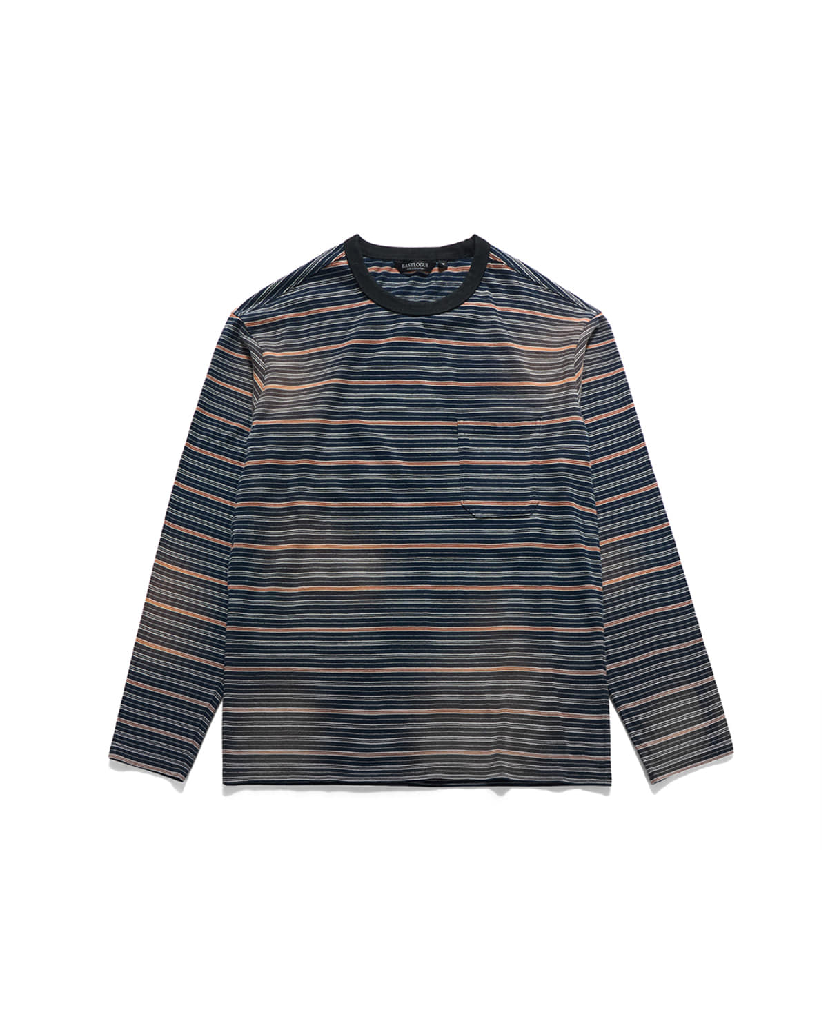 Eastlogue - Bleached Stripe L.s T-shirts (Navy & Brown Stripe) product image 1 | TRAB K-Fashion Australia