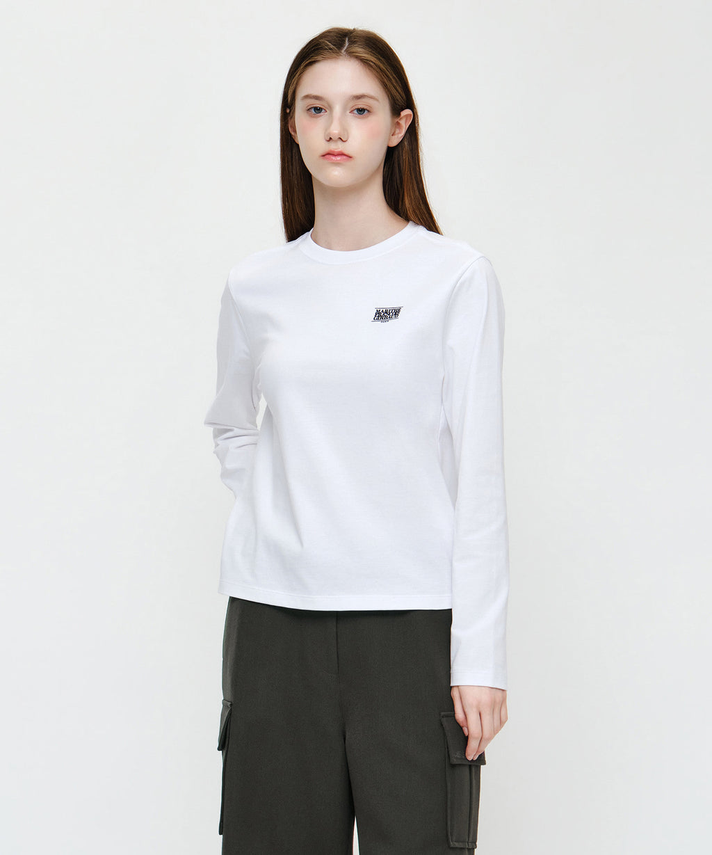 Marithe & Francois Girbaud - Small Classic Logo Long Sleeve Tee (White) product image 1 | TRAB K-Fashion Australia