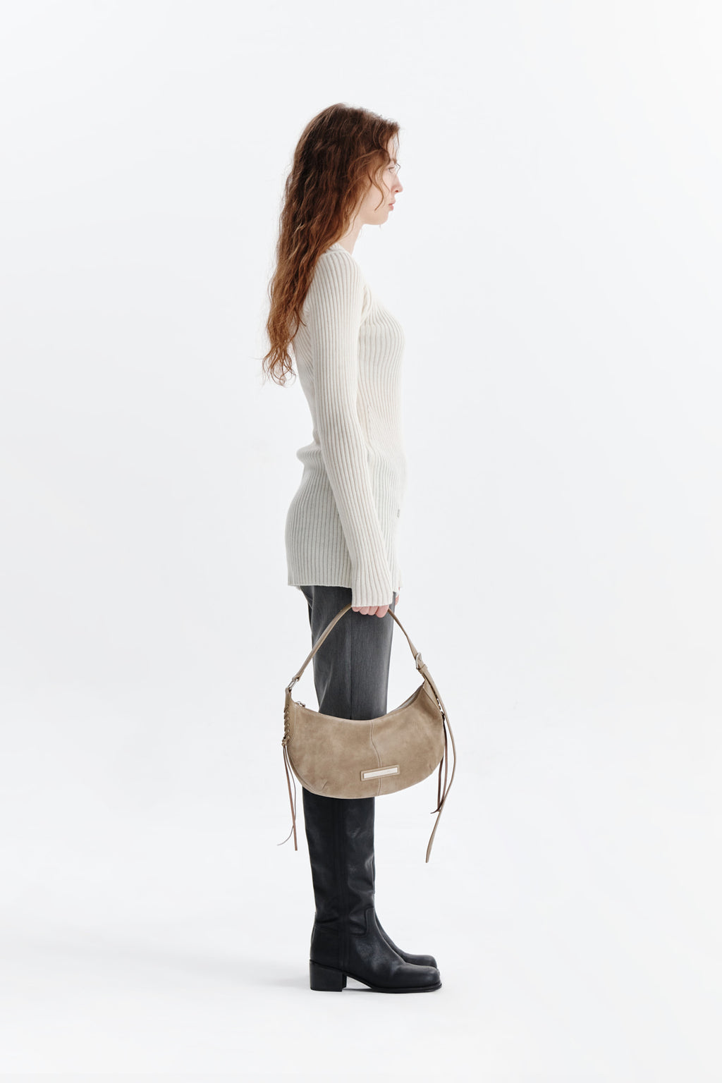 Matin Kim - One Shoulder Button Point Knit Dress (Ivory) product image 6 | TRAB K-Fashion Australia