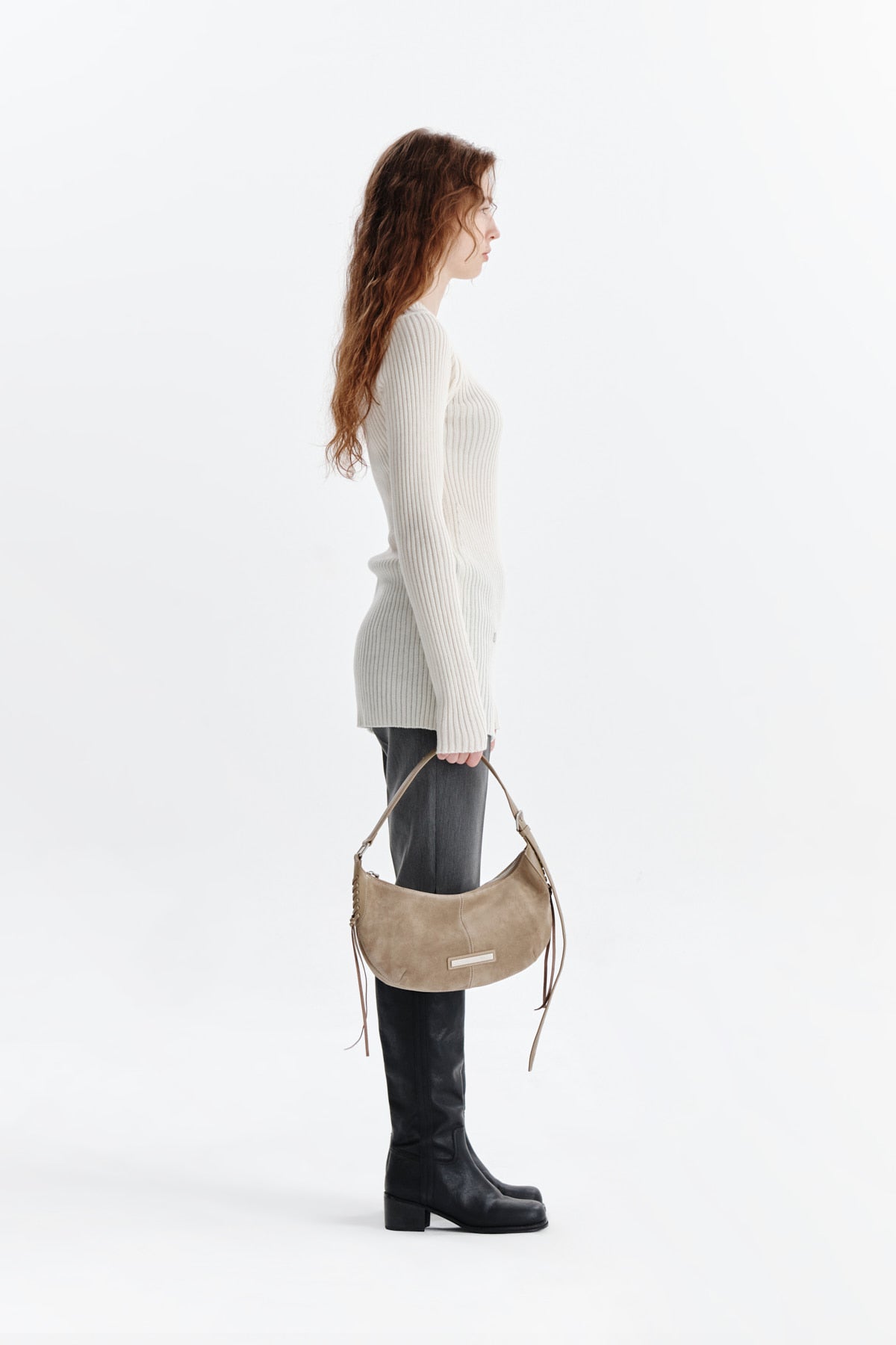 Matin Kim - One Shoulder Button Point Knit Dress (Ivory) product image 6 | TRAB K-Fashion Australia