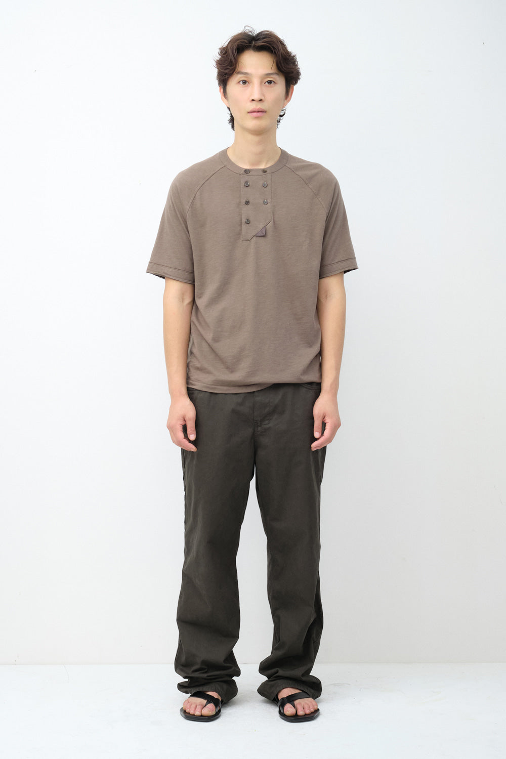 Hatchingroom - Shield Pants Herringbone Stripe (Dyed Dark Khaki) product image 4 | TRAB K-Fashion Australia