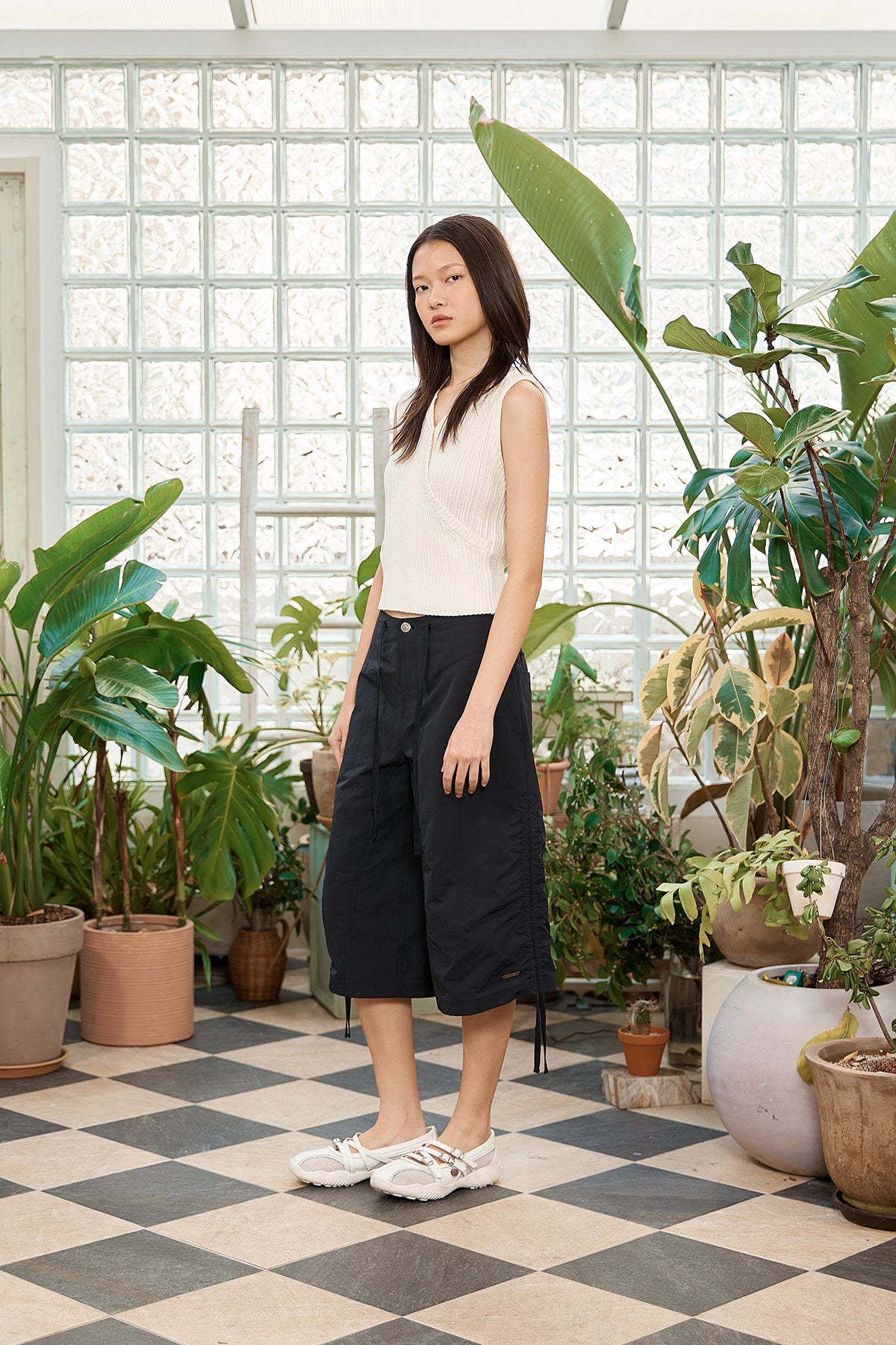Matin Kim - Nylon String Half Pants (Black) product image 8 | TRAB K-Fashion Australia