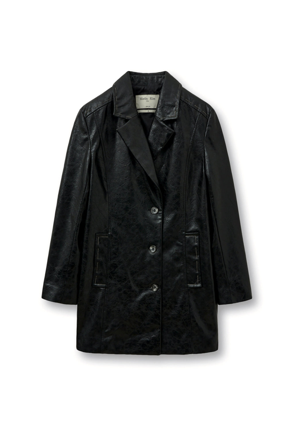 Matin Kim - Faux Leather Half Double Jacket (Black) product image 1 | TRAB K-Fashion Australia