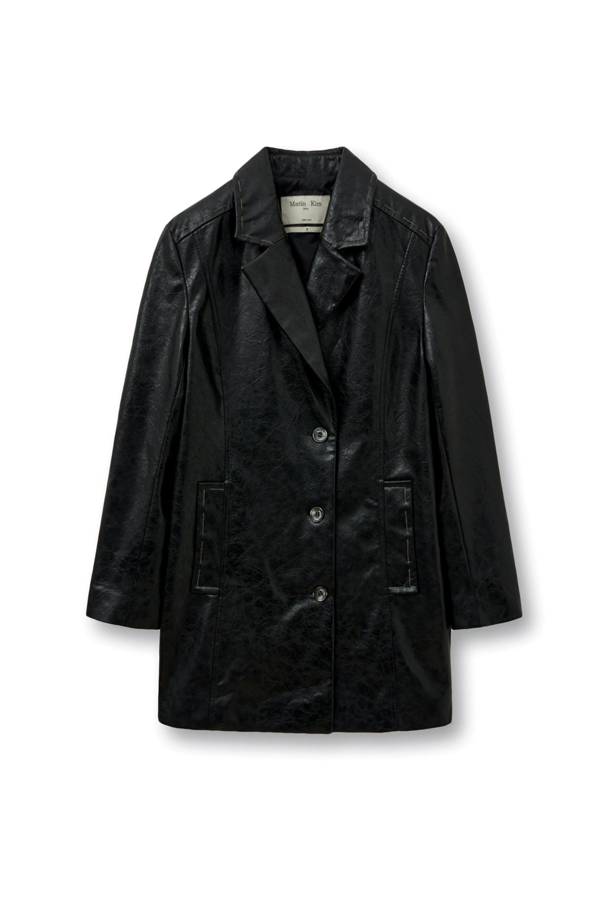 Matin Kim - Faux Leather Half Double Jacket (Black) product image 1 | TRAB K-Fashion Australia