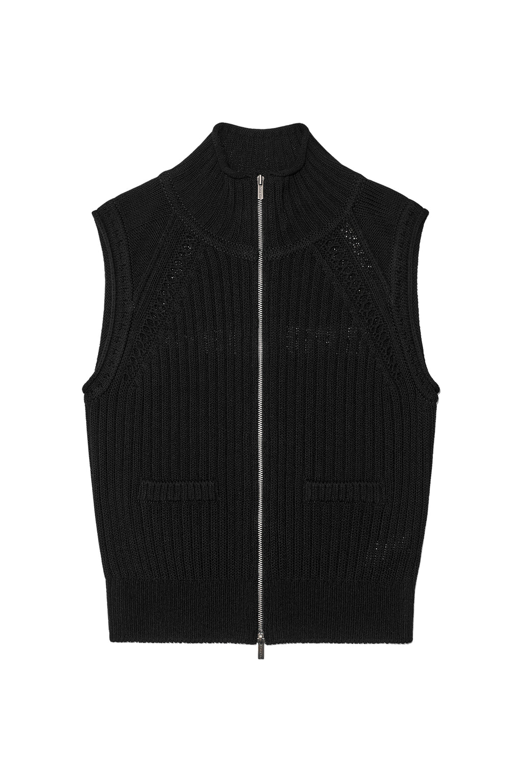 Matin Kim - Back Logo High Neck Knit Vest (Black) product image 1 | TRAB K-Fashion Australia