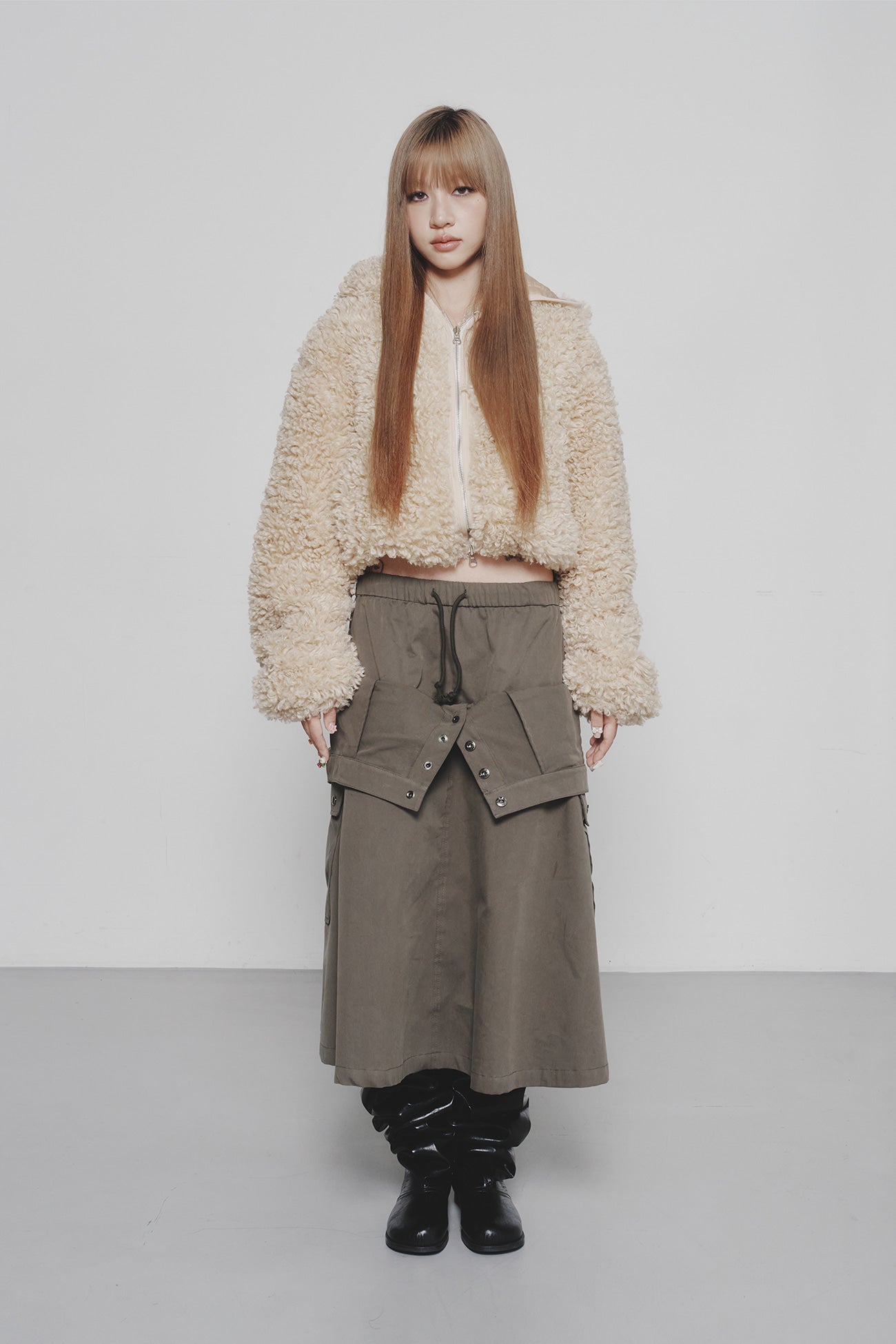 Deinet - Faux Fur Hood Jacket (Beige) product image 1 | TRAB K-Fashion Australia