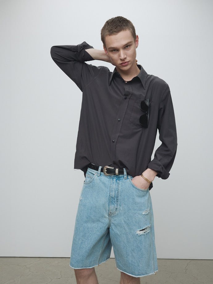 Tonywack - Silk Cotton Garment-Dyed Shirt (Faded Black) product image 1 | TRAB K-Fashion Australia