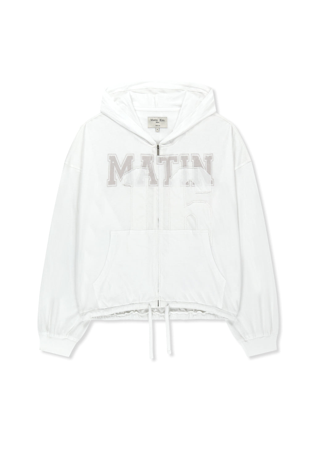 Matin Kim - Matin 16 Applique Logo Hoody Zip Up (White) product image 1 | TRAB K-Fashion Australia