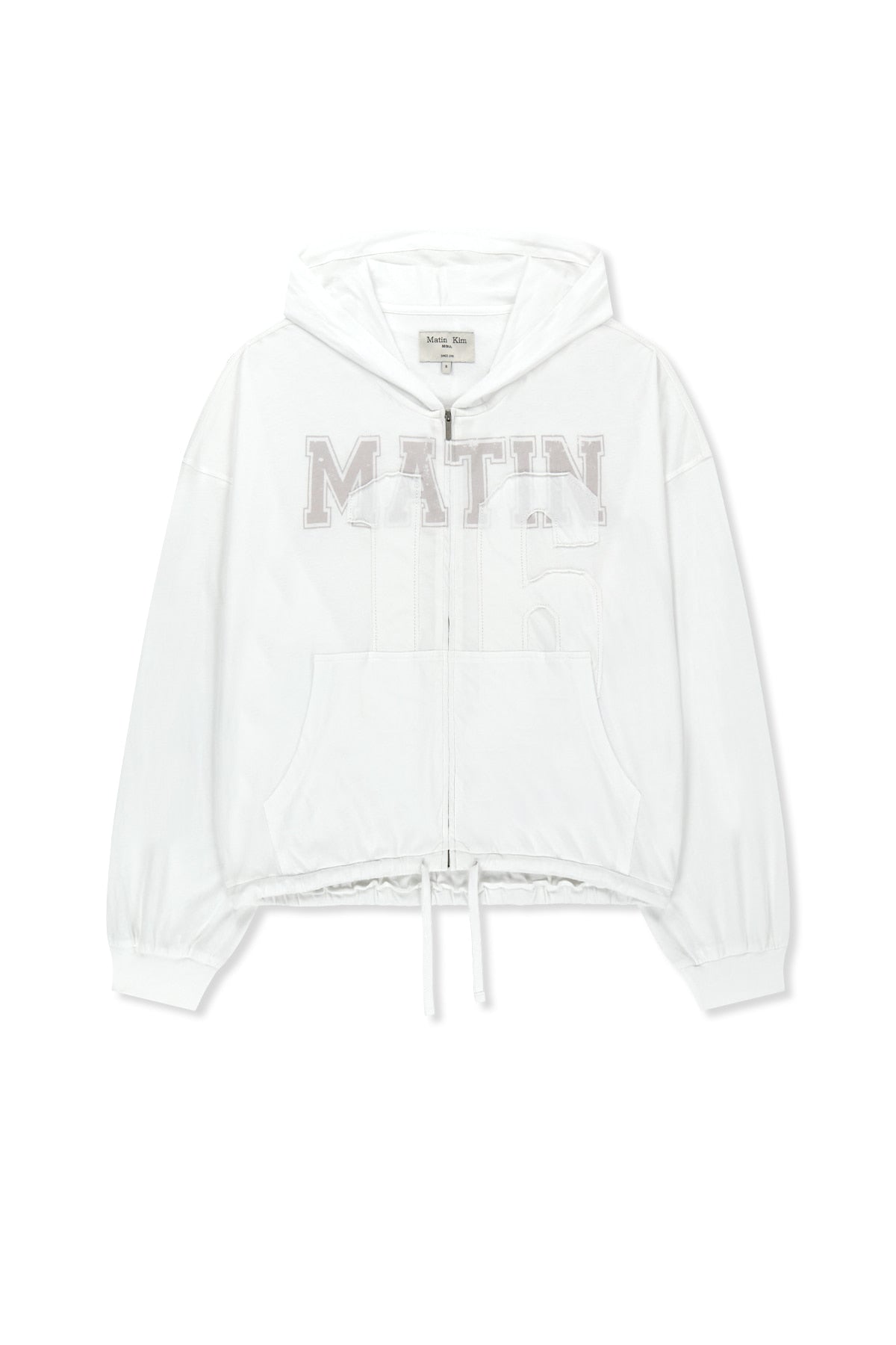 Matin Kim - Matin 16 Applique Logo Hoody Zip Up (White) product image 1 | TRAB K-Fashion Australia