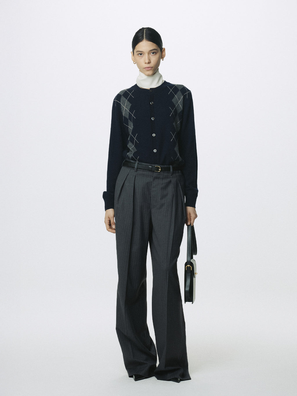Tonywack - Striped Wool Double-Pleated Wide Trousers (Grey Stripe) product image 5 | TRAB K-Fashion Australia