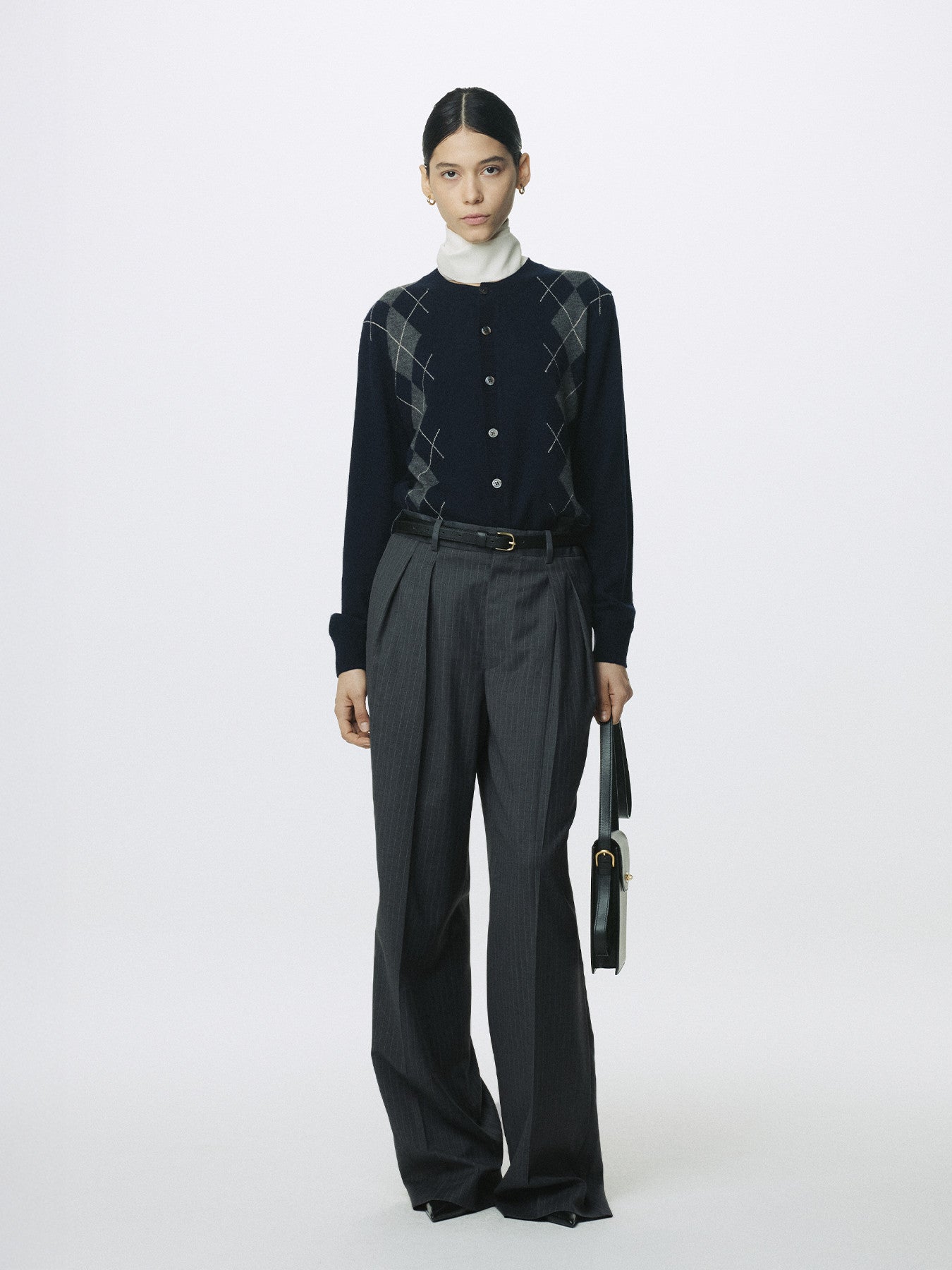 Tonywack - Striped Wool Double-Pleated Wide Trousers (Grey Stripe) product image 5 | TRAB K-Fashion Australia
