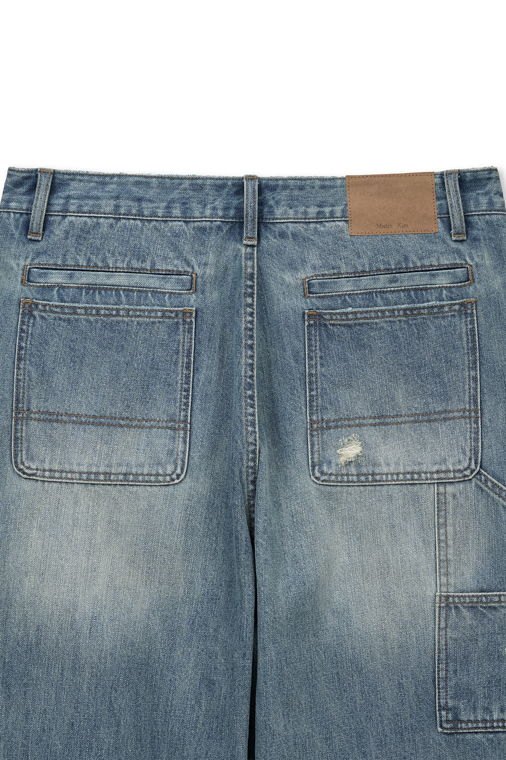 Matin Kim - Vintage Washed Double Knee Denim Pants (Blue) product image 5 | TRAB K-Fashion Australia