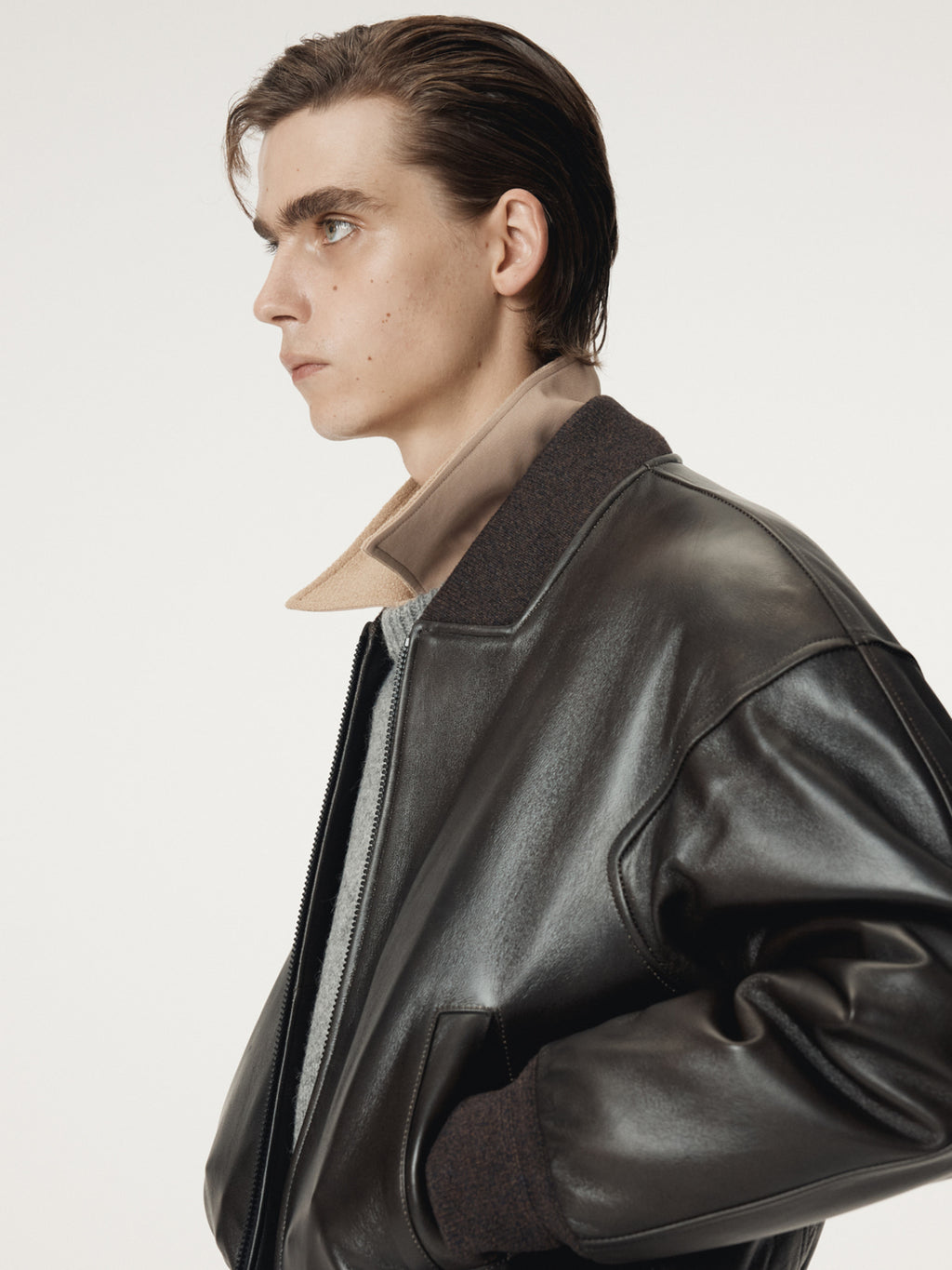 Recto - Vintage Effect Leather Bomber (Vintage Brown) product image 6 | TRAB K-Fashion Australia