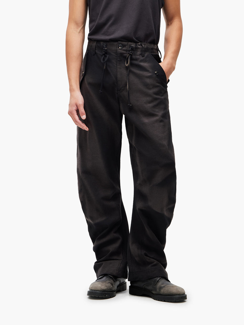 Jiyong Kim - Sun-Bleached Twisted Trousers (Black) product image 3 | TRAB K-Fashion Australia