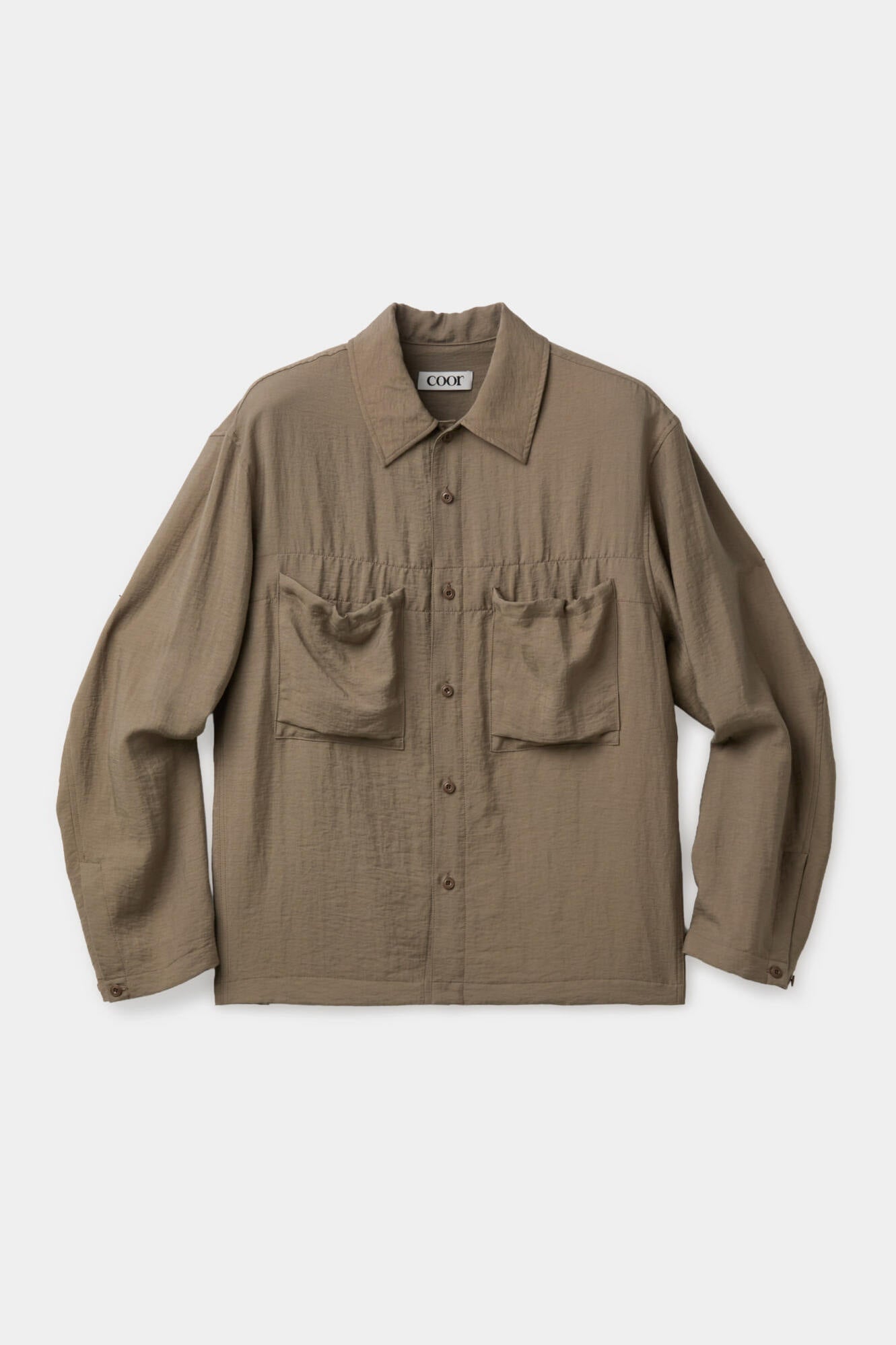 Coor - Bdu Drawstring Relaxed Shirt (Brown) product image 1 | TRAB K-Fashion Australia