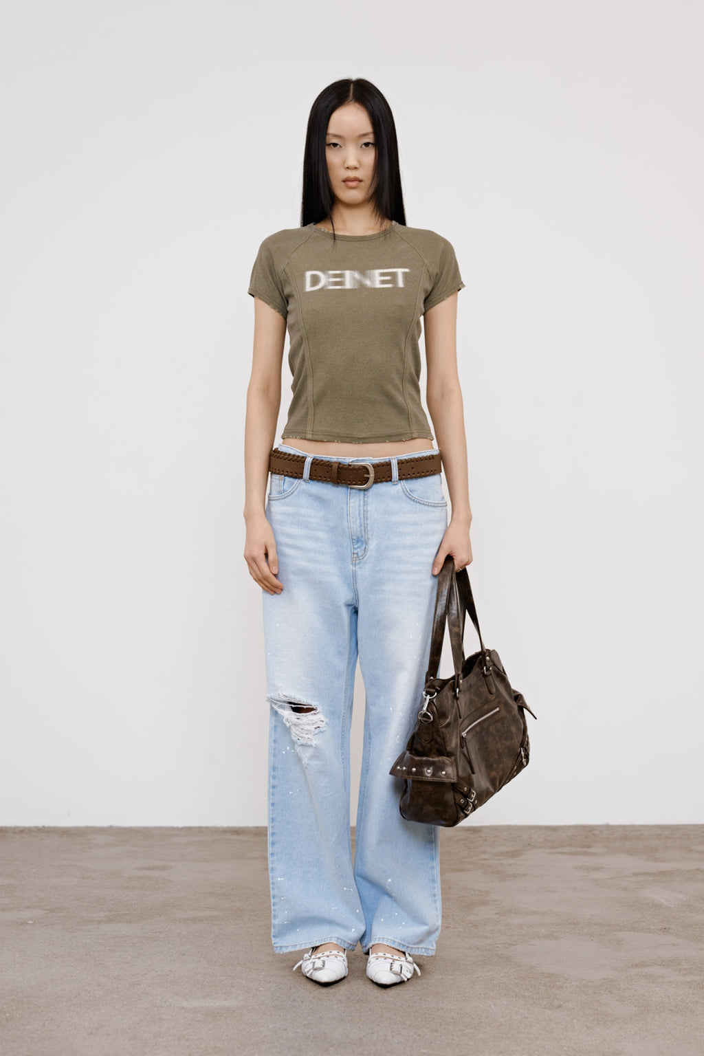 Deinet - Painted Logo Point Jeans (Light Blue) product image 1 | TRAB K-Fashion Australia