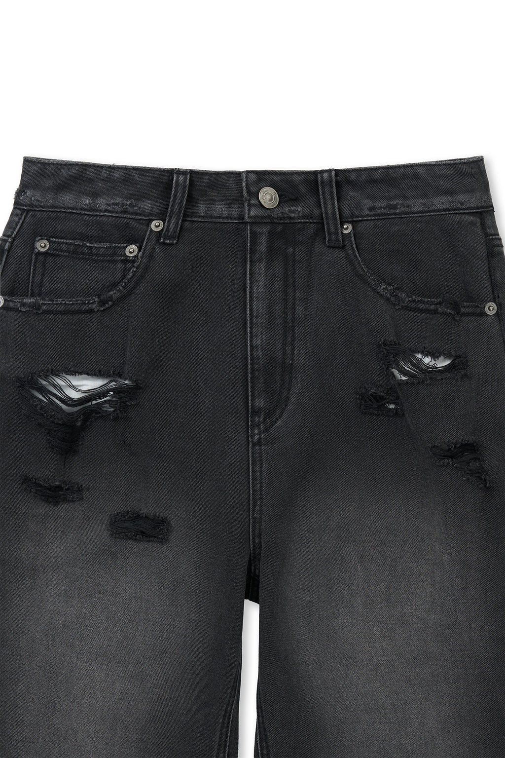 Matin Kim - Back Pocket Patch Destroyed Denim Pants (Black) product image 3 | TRAB K-Fashion Australia