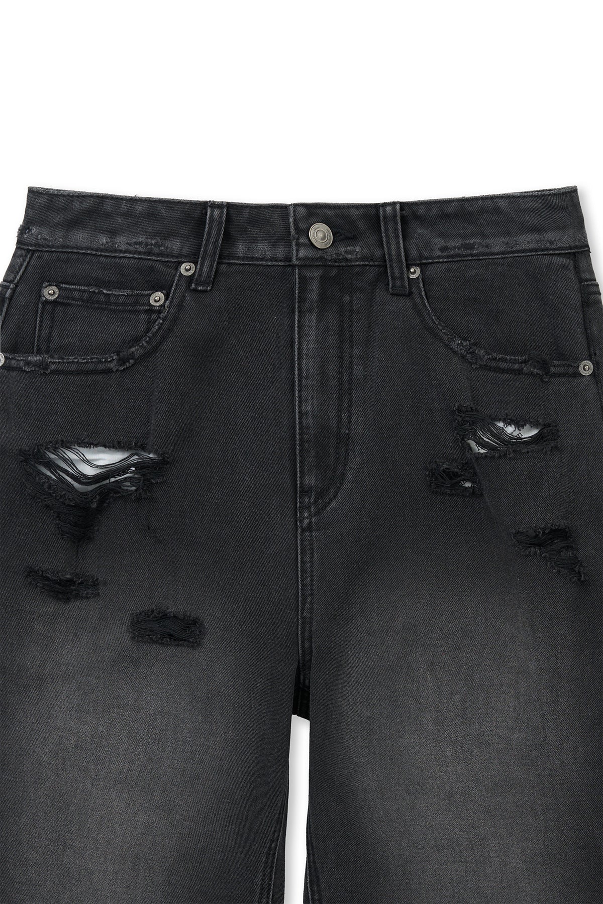 Matin Kim - Back Pocket Patch Destroyed Denim Pants (Black) product image 3 | TRAB K-Fashion Australia