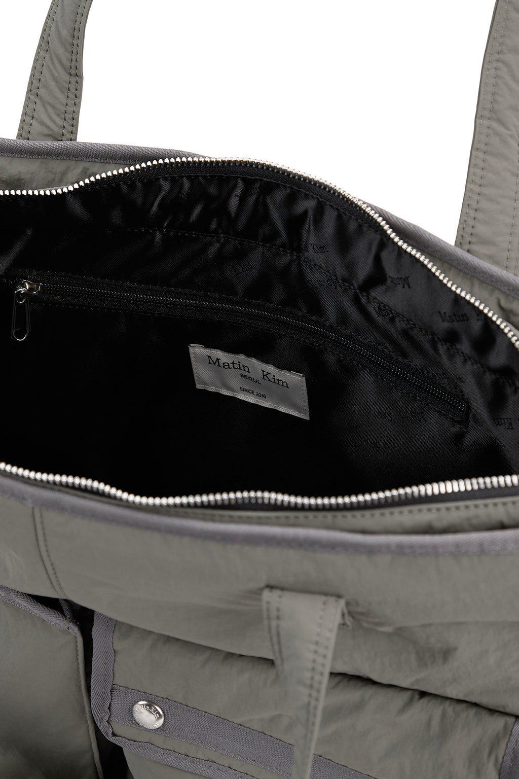 Matin Kim - Pocket Utility Nylon Big Shoulder Bag (Khaki) product image 4 | TRAB K-Fashion Australia