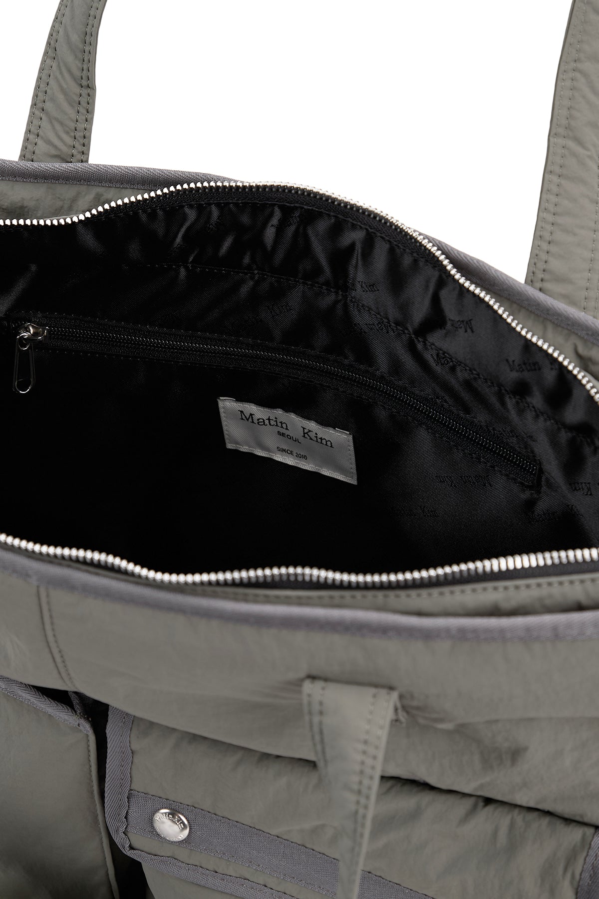 Matin Kim - Pocket Utility Nylon Big Shoulder Bag (Khaki) product image 4 | TRAB K-Fashion Australia