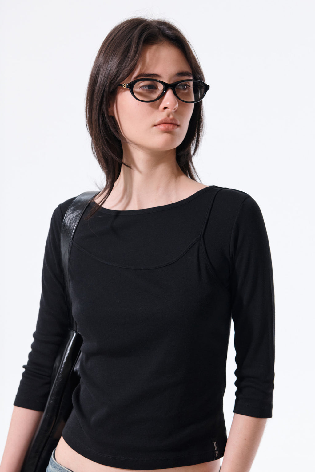 Matin Kim - 3/4 Sleeve Top & Tank Layered Set (Black) product image 12 | TRAB K-Fashion Australia