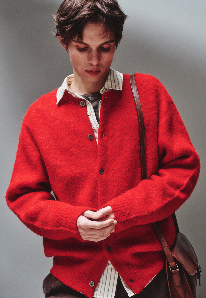 Art if acts - Mohair Round Neck Cardigan (Red) product image 5 | TRAB K-Fashion Australia
