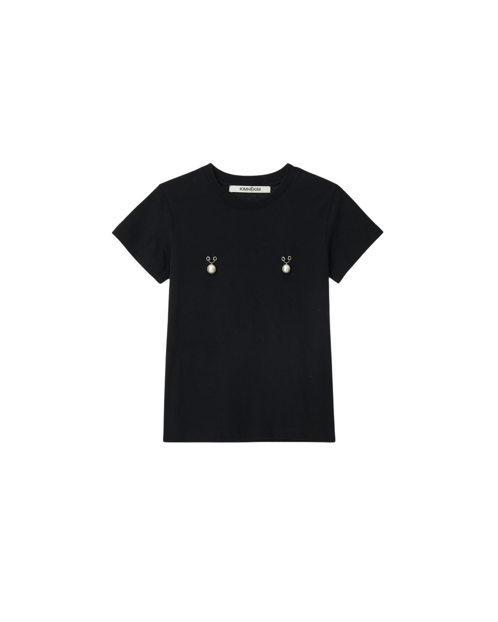 Kimhe Kim - Two Pearls Piercing T-Shirt (Black) product image 1 | TRAB K-Fashion Australia