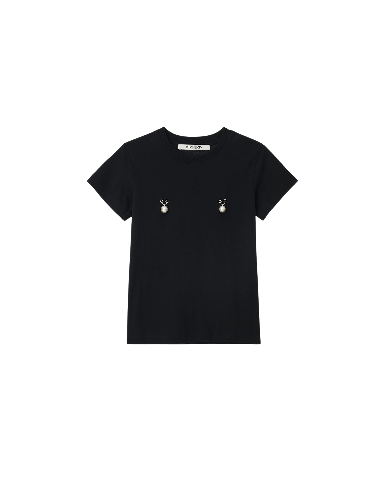 Kimhe Kim - Two Pearls Piercing T-Shirt (Black) product image 1 | TRAB K-Fashion Australia