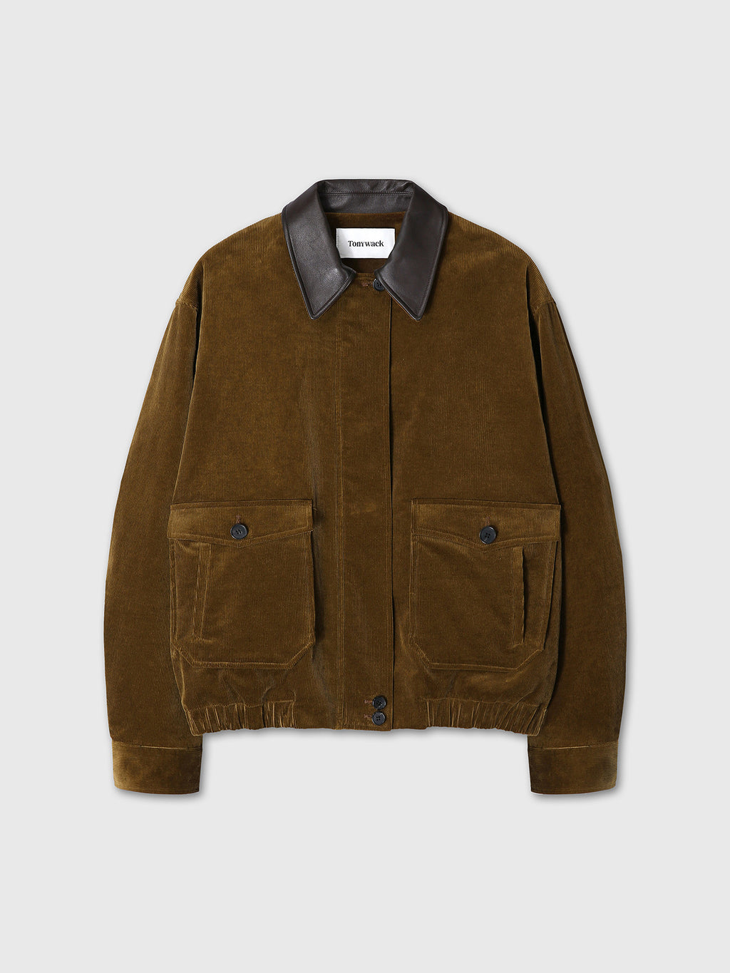 Tonywack - Leather Collar Corduroy Bomber Jacket (Olive Brown) product image 7 | TRAB K-Fashion Australia