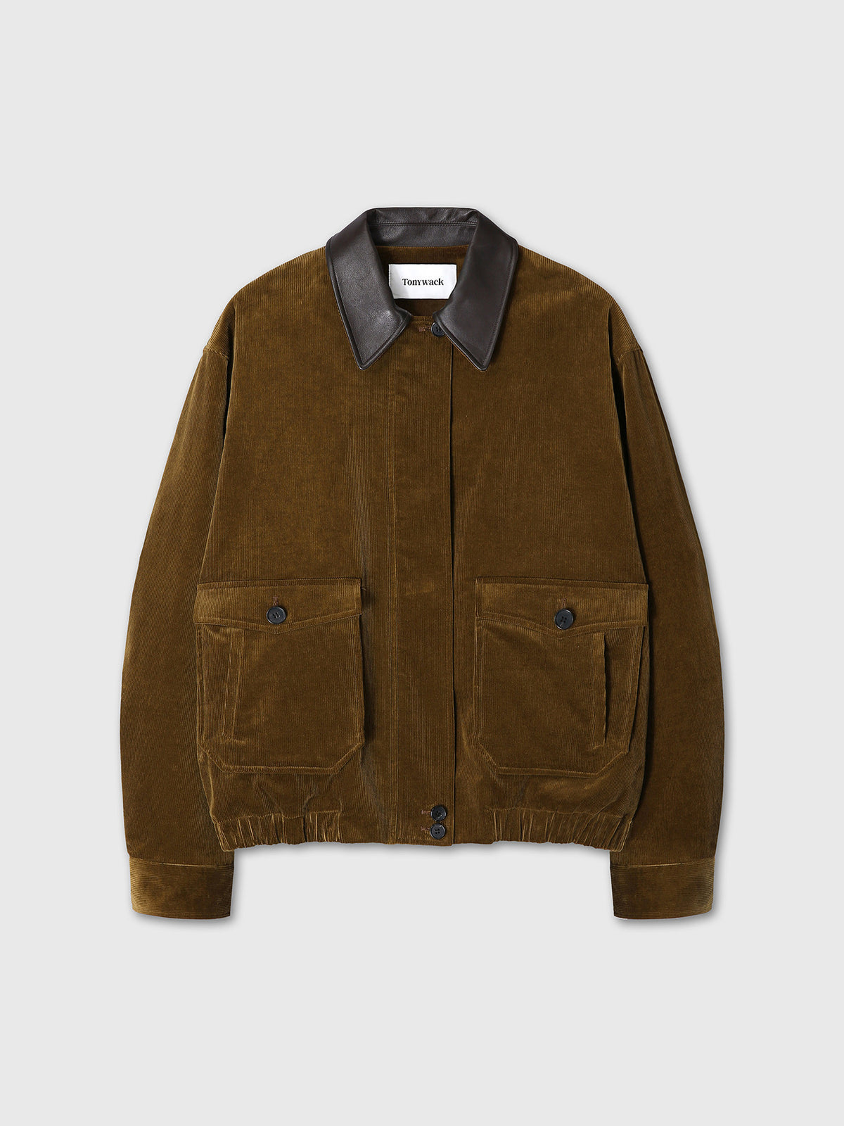 Tonywack - Leather Collar Corduroy Bomber Jacket (Olive Brown) product image 7 | TRAB K-Fashion Australia