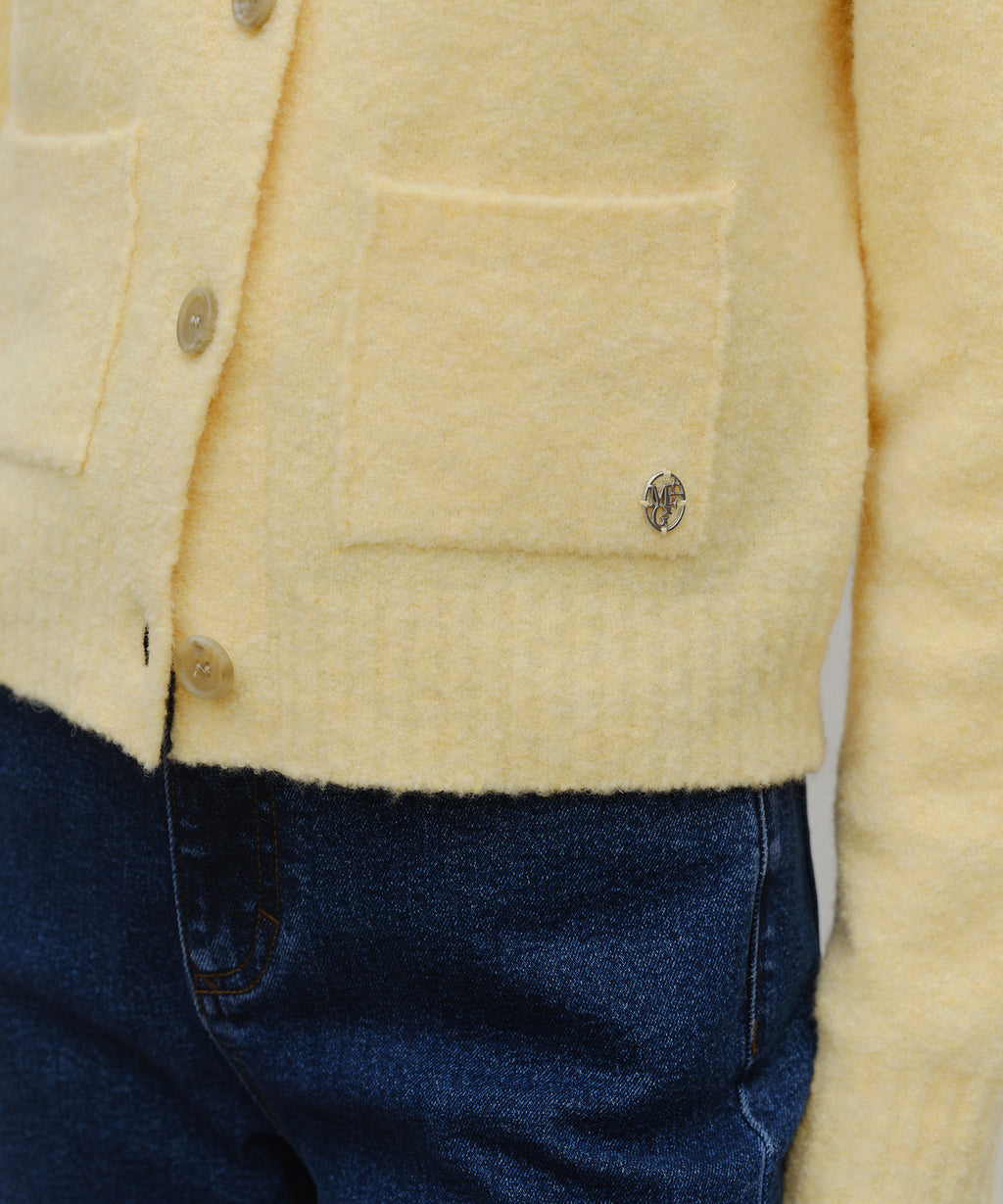 Marithe & Francois Girbaud - 3 Pocket Boucle Cardigan (Yellow) product image 4 | TRAB K-Fashion Australia