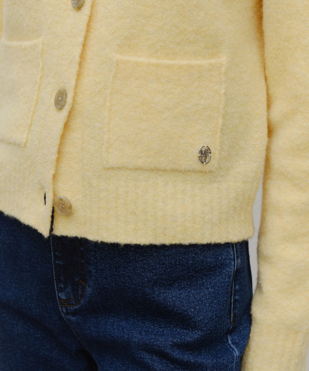 Marithe & Francois Girbaud - 3 Pocket Boucle Cardigan (Yellow) product image 4 | TRAB K-Fashion Australia