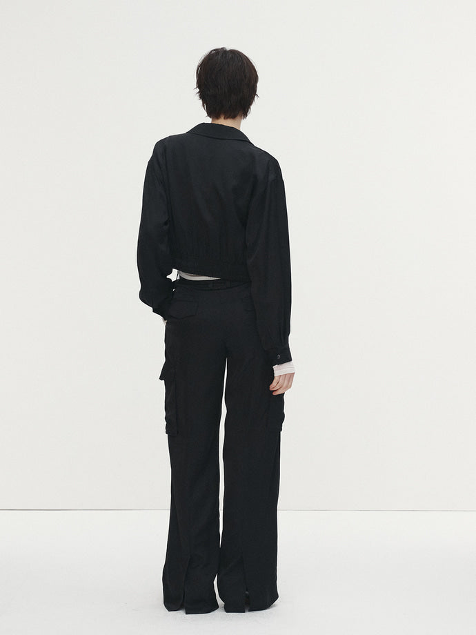 Tonywack - Satin Cropped Blouson Jacket (Black) product image 3 | TRAB K-Fashion Australia