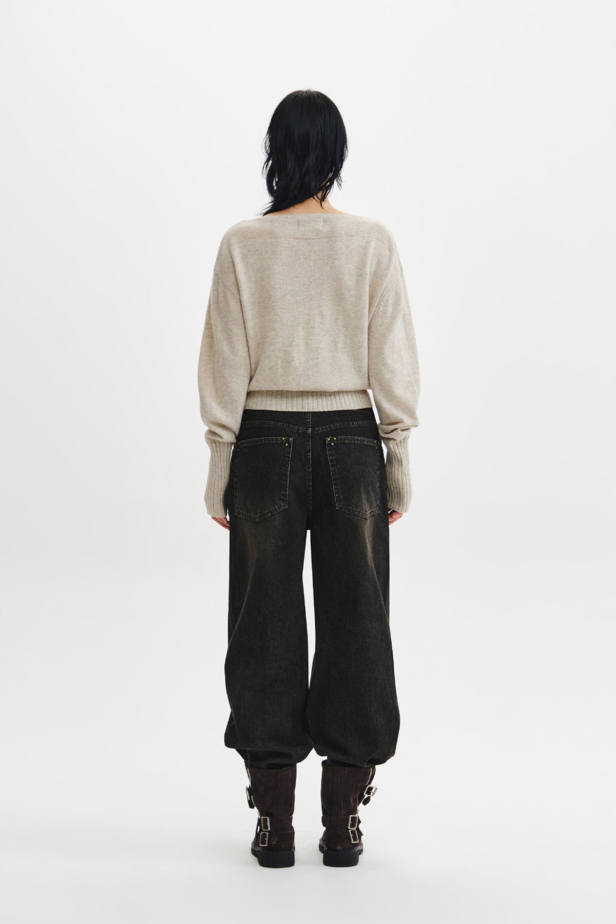 Matin Kim - Boat Neck Volume Sleeve Knit Pullover (Light Beige) product image 9 | TRAB K-Fashion Australia