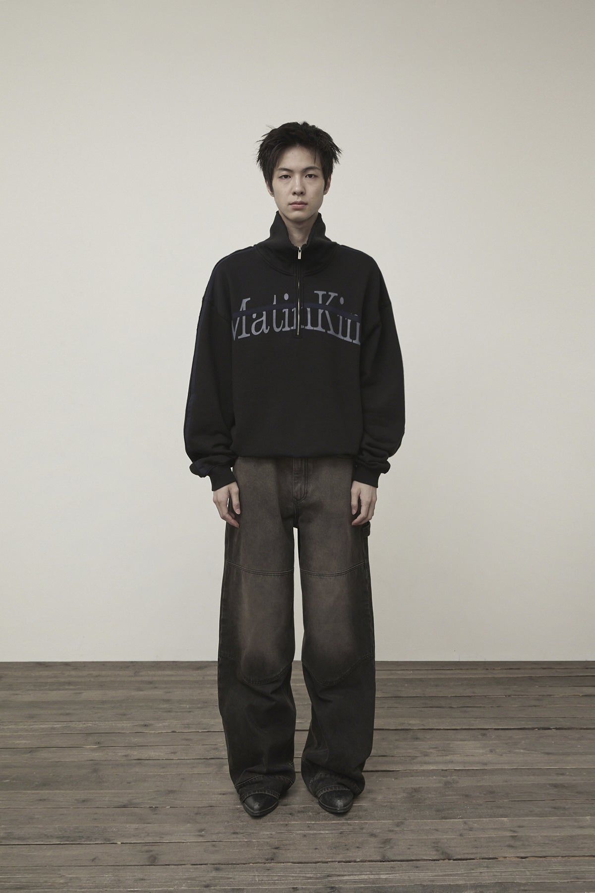 Matin Kim - Cut Out Half Zip Sweatshirt (Black) product image 12 | TRAB K-Fashion Australia