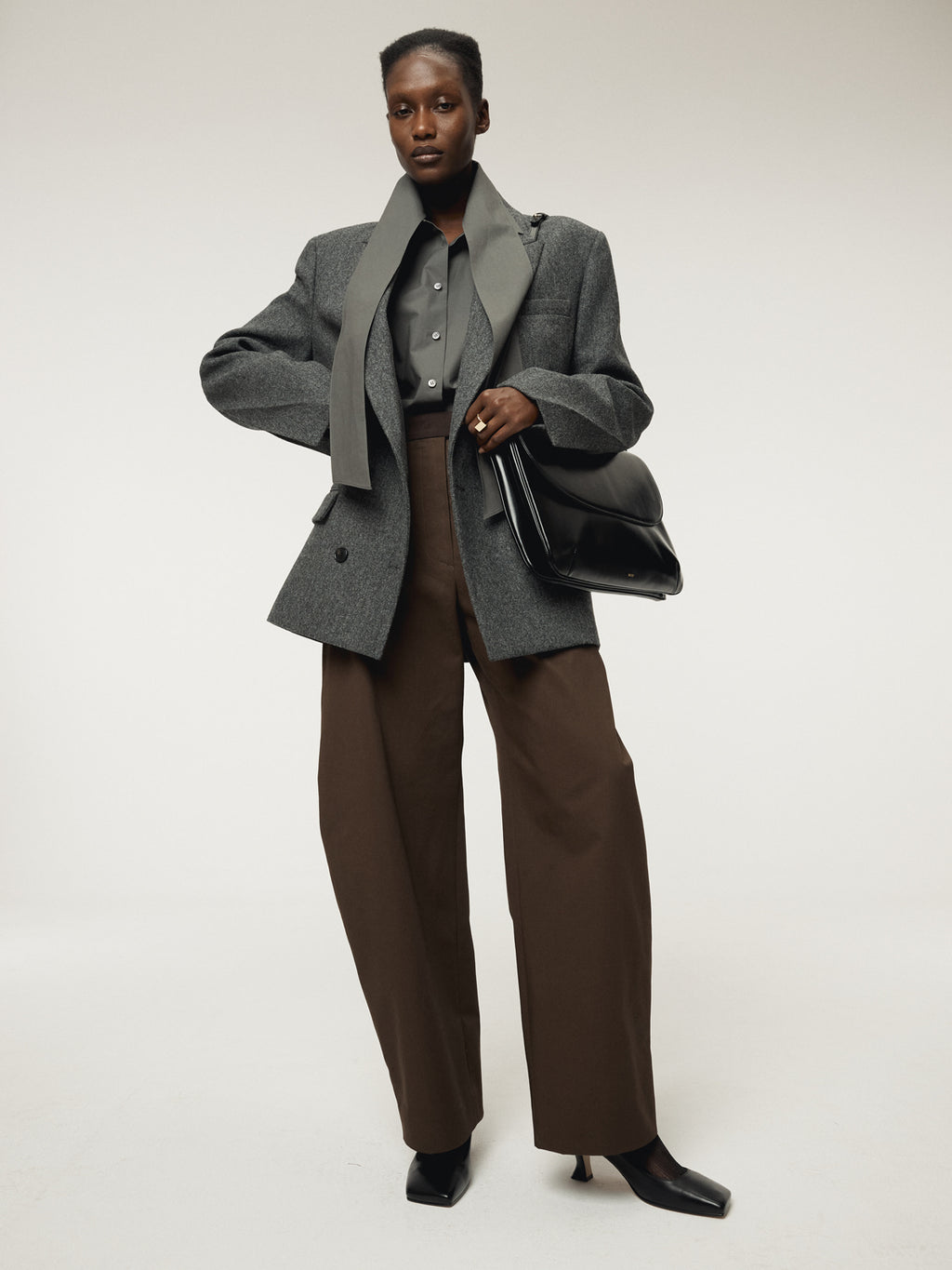 Recto - Double Breasted Tailored Wool Jacket (Charcoal Grey) product image 6 | TRAB K-Fashion Australia