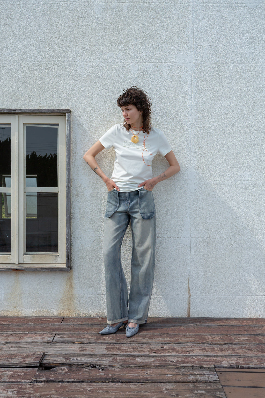 Matin Kim - Applique Logo Patch Top (Cream) product image 7 | TRAB K-Fashion Australia