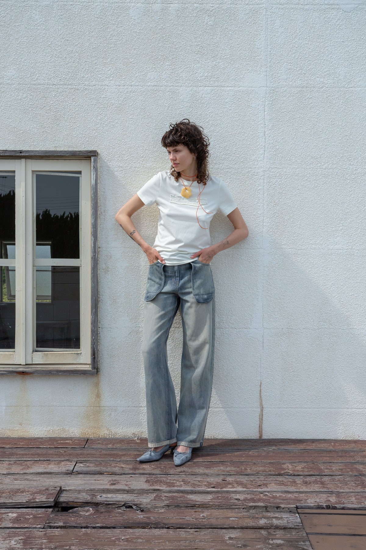 Matin Kim - Applique Logo Patch Top (Cream) product image 7 | TRAB K-Fashion Australia